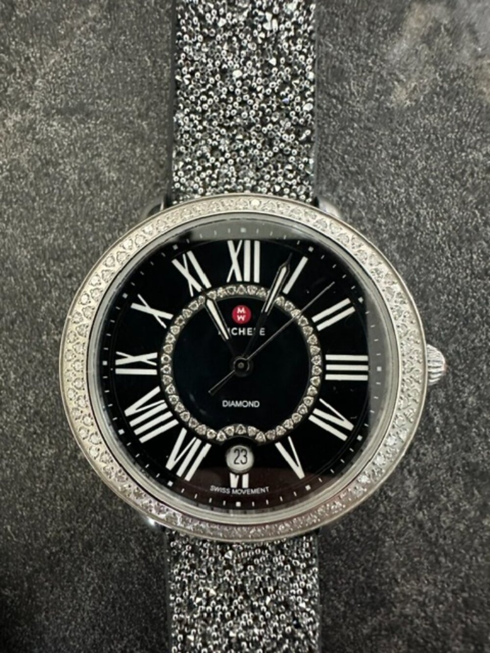 Michele Diamond Watch 0.61 CTW 134 Diamonds Black Dial + Extra Straps